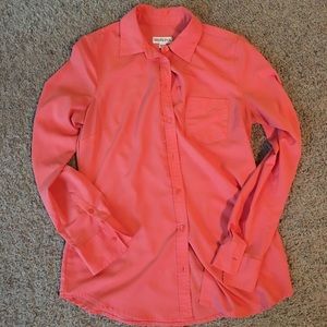 Coral button down blouse